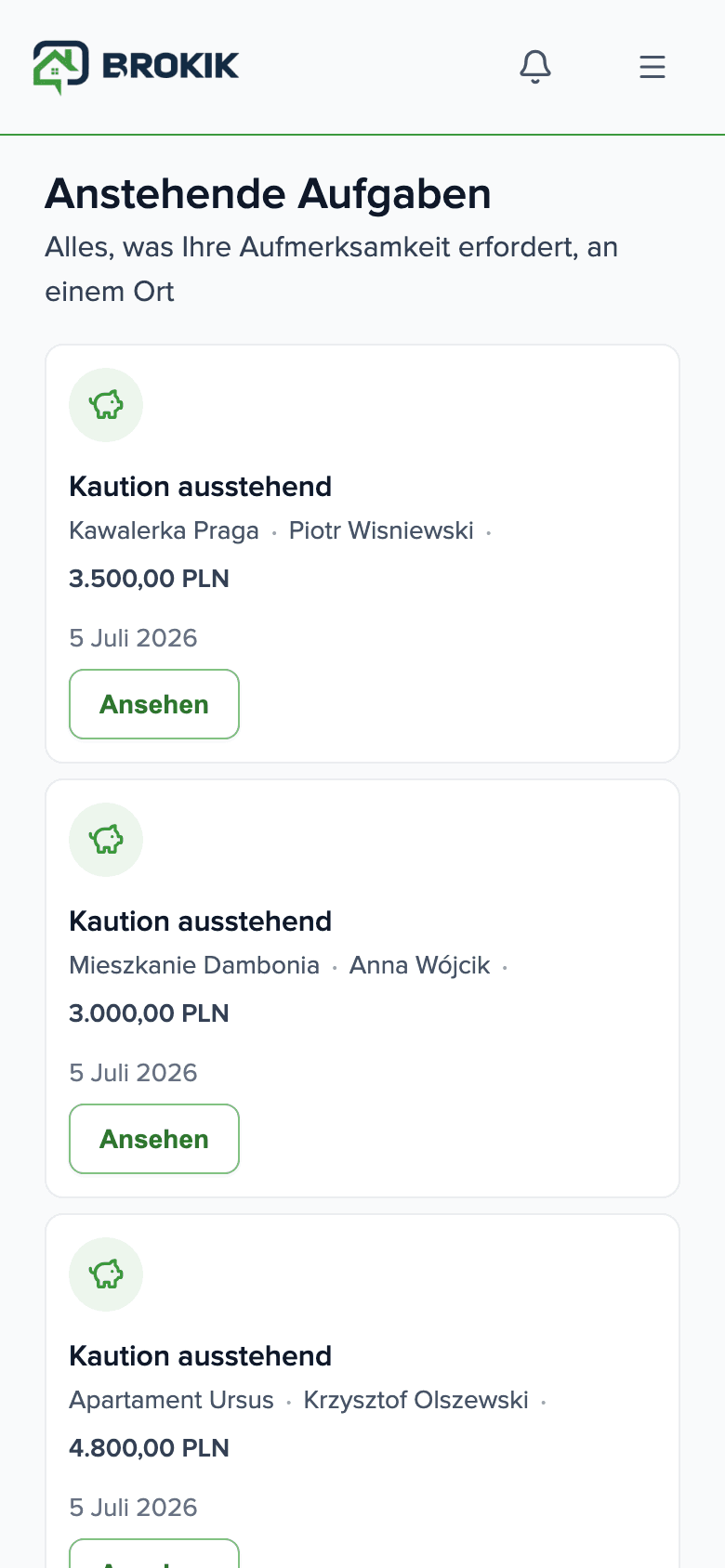 Brokik-App — Vermieter-Dashboard