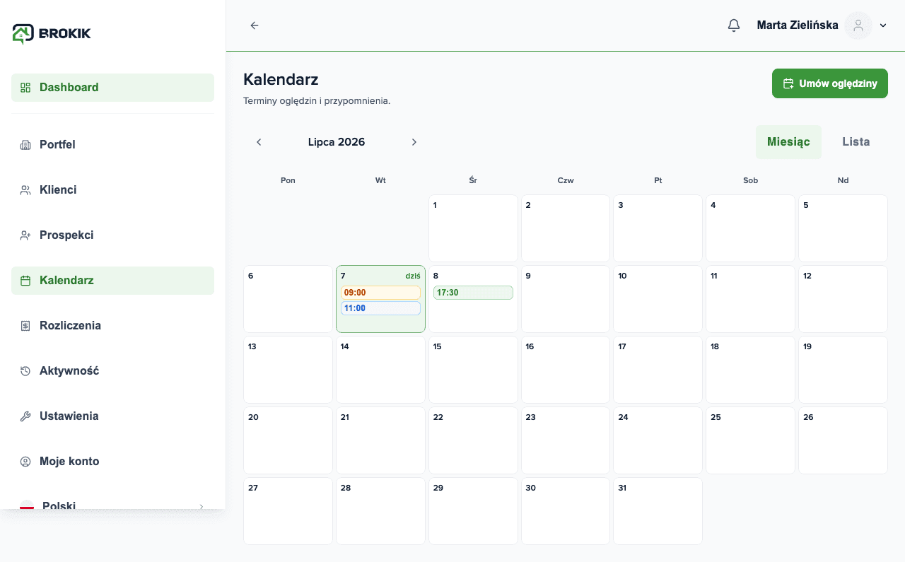 Calendrier des visites avec créneaux et rappels